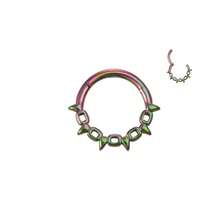 1pc 316 Stainless Steel Segment Nose Ring Punk Style Earrings With Lock Chain Design Spiked Septum Piercing Jewelry