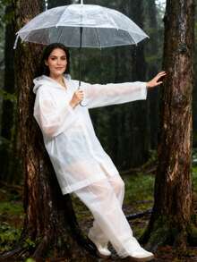 两件套加厚防水EVA徒步雨衣，男女通用透明多功能雨衣，背包式雨披，适合露营和徒步旅行保暖，情人节、送给小狗、狂欢节、春夏精选、伴娘礼物、房间装饰、海滩、旅行、男士、女士、度假、可爱小物、母亲节礼物、花园、夏季、海滩、柔软舒适、毕业典礼、祝贺毕业、旅行徒步必备、便携工具、夏季必备、夏季便携、雨衣/雨夹克/防水夹克/雨披/防水斗篷/雨衣/不透水/雨具/儿童雨衣/成人雨衣/户外 - 彩色 - 查看 5