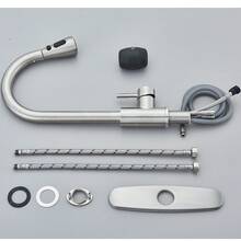Matte Black/Chromium Plating/Brushed Nickel/Brushed GoldKitchen Faucet With Pull Down Sprayer,Stainless Steel Single Handle Kitchen Faucet,Multiple Modes Switch Water, 8'' Deck Plate Included,Suitable For Farmhouse Laundry Rv Bar - 拉絲鎳 - 查看 11