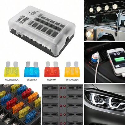 12-Way Marine Electrical Panel, Heavy Duty Fuse Box, Overload And Short Circuit, 12V/24V DC Power Distribution Board, Suitable For Cars, , RVs, Heavy Duty Vehicles - Equipped With Mounting Brackets For Easy Installation - Ideal Gift For DIY Lovers