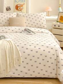 Bộ ga trải giường bằng sợi microfiber mềm mại với họa tiết nơ và trái tim - Bộ chăn ga gối 2/3 món tốt nhất - Bao gồm 1 ga trải giường và 1/2 vỏ gối - Giá cả phải chăng, chất lượng cao, phù hợp với giường đơn, giường đôi, giường cỡ lớn, quà Giáng sinh lý tưởng. - trắng - Xem 7