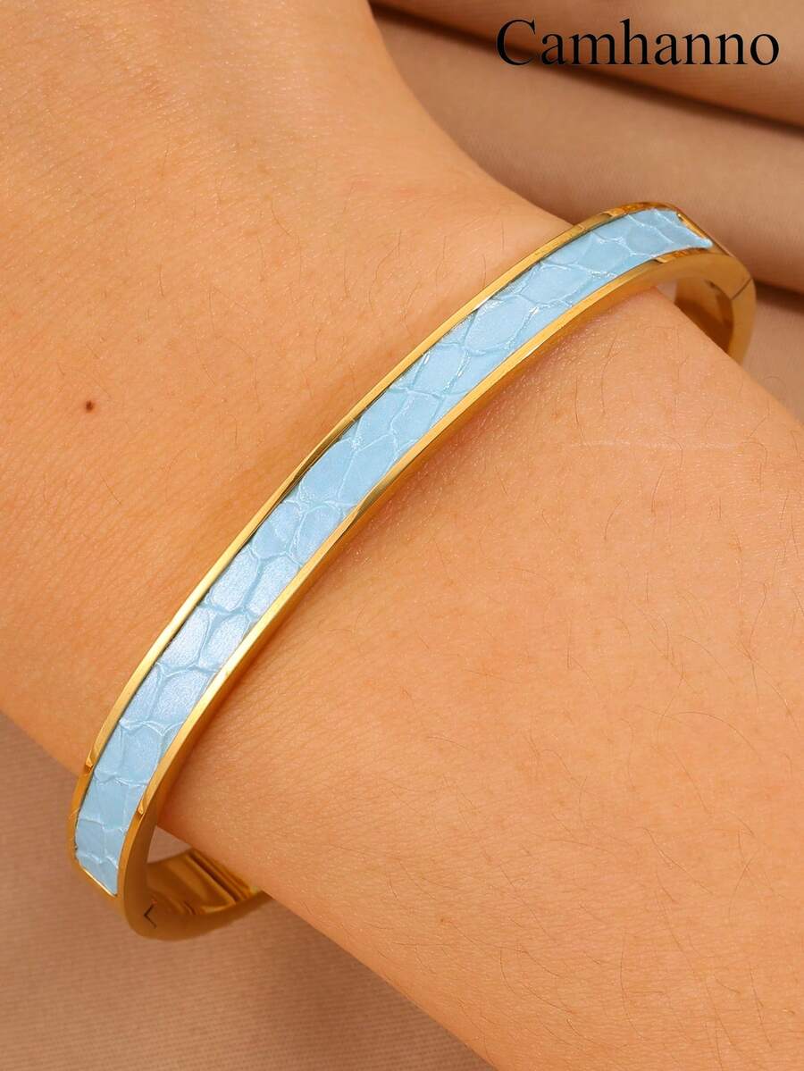 1 件不锈钢夏季海滩风格手链，适合女性日常装饰、毕业、生日礼物