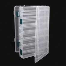 Dioche Cajas para Señuelos, Doble Cara A Prueba de Agua Visible de Plástico Claro Pesca Señuelos de Pesca Cebos Ganchos Accesorios de Pesca Caja de Almacenamiento de Accesorios Contenedor(14 Ranuras) - 1 - Ver 3