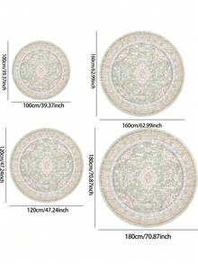 1 Stück runder Teppich, hellgrüne Farbe, verschiedene Größen, Wohnzimmer Bereich Teppich, faltbarer Blumenmuster Schlafzimmer Teppich, fleckresistent waschbarer Teppich, Bereich Teppich aus Polarfleece - weich, flauschig, bequem, leicht zu reinigen, seidig, warm, niedlich - geeignet für Flur, Küche, Waschraum, Bad, Studentenwohnheim, Sofa, Schlafzimmer, Wohnzimmer, Waschtisch, Stuhl, Teppich, modischer Teppich