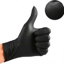 100 Black Nitrile Disposable Gloves, Latex-Free Waterproof Anti-Static Multi-Purpose Gloves That Fit The Hand Shape, Suitable For Hair Coloring, Tattoo Shops, Beauty Salons, Kitchen Cooking, Painting, Arts And Crafts, Home Cleaning, Kitchen, Bathroom, Home, Household Supplies.