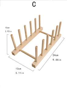 1pc Natural Wood Color Draining Rack, Creative Wooden Dish Drying Rack, Kitchen Supplies Display Shelf, Bookshelf, Multi-Purpose Solid Wood Storage Rack