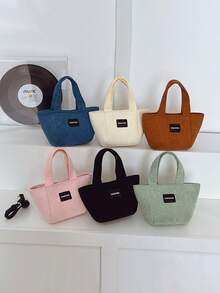 Bolsa de veludo cotelê feminina, bolsa de ombro minimalista, mini bolsa transversal - A - Ver 1