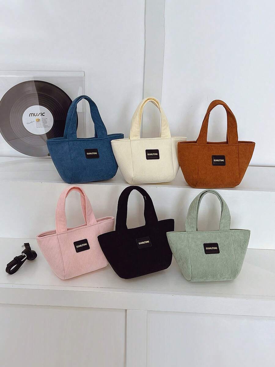 Bolsa de veludo cotelê feminina, bolsa de ombro minimalista, mini bolsa transversal - A - Ver 1