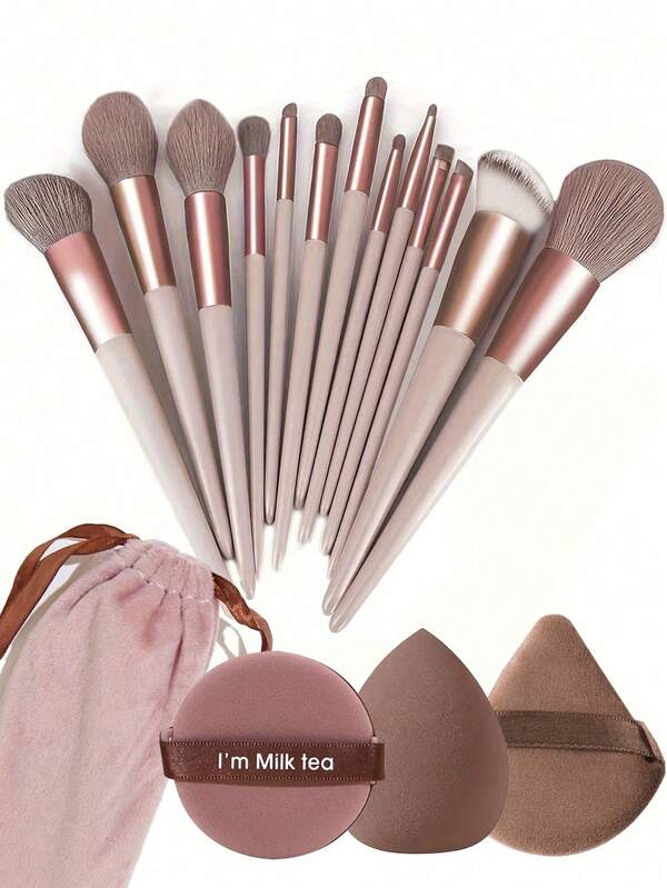 Juego de 16 piezas de brochas de maquillaje YISE: Incluye 13 brochas de maquillaje, 1 borla de polvo con forma de gota de agua, 1 borla de polvo redonda y 1 borla de polvo triangular - Un set clásico. Cuenta con cerdas sintéticas suaves que son amigables con la piel. Libre de crueldad (sin pruebas en animales). Perfecto para mujeres y niñas, ideal para otoño e invierno, y se adapta a la moda Y2K. Una excelente herramienta de belleza para regalos de cumpleaños y fiestas de Halloween.