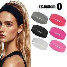 6pcs Women's Multi-Color Solid Color Sports Sweat-Absorption Headband, Running Fitness Hair Band For Protecting Forehead Casual Yoga Headband Pack Set For Women Men In Black White Grey Brown Sport Headband Pack For Women Men Athletic Hairband In Black White Grey Brown Navy Blue