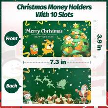 Christmas Money Holders, Cash Gift Card Holders Xmas With 10 Slots Christmas Gift For Men Women Girls Boys, Surprise Money Envelopes, Green - Green - View 7