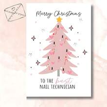 1pc Festive Merry Christmas Card For Nail Technician | Humorous Holiday Greeting Card For Best Nail Tech - Perfect Gift For Friends And Family - Multicolor - View 2