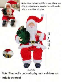 1pc 14-Inch Red Standing Santa Claus Holding Gift Bag, Traditional Christmas Figurine Decor, Pink Christmas Sculpture, Sitting Santa Claus Decor Handmade White Silver Coat Santa Claus With Gift Bag And Presents, Suitable For Home Office Desk Christmas Party Decoration, Holiday Party Home Decor, Gift Party Scene Decoration, Santa Claus Figurine Ornament - Red - View 7