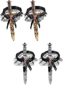 女士海盗剑配蕾丝蝴蝶结，海盗服装，玩具剑配大腿吊袜带，女士海盗装束，海盗配饰，角色扮演，高品质吊袜带，万圣节或其他特殊场合的理想海盗配饰，为您的双腿增添魅力和独特美感 - 彩色 - 查看 11