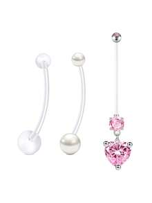 3 buc inel flexibil acrilic transparent pentru buric de sarcină, 14G personalizat, pandantiv, bijuterii pentru piercing de maternitate pentru burtă, inele pentru buric de maternitate 25/32/35/38 MM