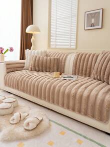 1 Stück verstärkter Plüsch Sofabezug, Jacquard Herbst/Winter Sofakissen, warm & weich, tierfreundlich, schmutz- und kratzfest, geeignet für alle Jahreszeiten, für Wohnzimmer, Schlafzimmer, Outdoor, passend für 1/2/3/4-Sitzer Sofa