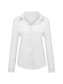 Women's Cotton Linen Blouse Long Sleeves Plus Size - trắng - Xem 8
