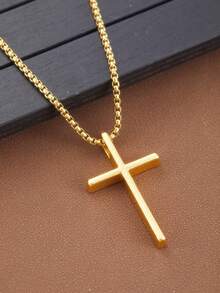 1PC Dây chuyền mặt thánh giá bằng thép không gỉ Punk dành cho nam nữ Trang sức tối giản Dây chuyền nam nữ Áo len màu đen Trang sức - Vòng cổ mặt dây chuyền - Xem 15