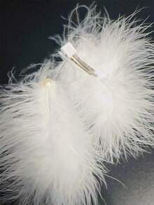 2 件女士超级仙女白色仿珍珠和羽毛发夹，适用于派对和舞蹈、新娘头饰、发夹优雅爪夹发夹发夹