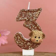 Velas con número en color café con estilo "Ins", velas decorativas de cumpleaños con perrito lindo para decoración de mesa - Marrón - Ver 17