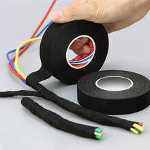 1 Roll Heat Resistant Self-Adhesive Hook And Loop Fastener Straps, For Automotive Wiring Harness Organization And Protection - No Power Required, Black Adhesive With White Backing, For Cable Management