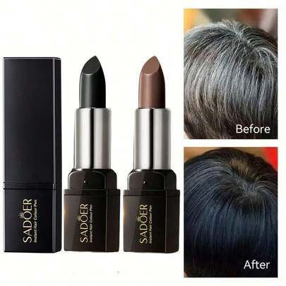 Bolígrafo tinte instantáneo, cobertura temporal de canas y tinte de cabello de un solo uso, marrón, negro