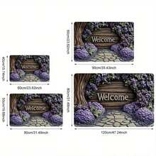 1pc Welcome Floral Monogram Entrance – Soft Polyester Non-Slip Rug With Purple Flowers & Stone Design, & Washable Indoor/Outdoor Use In Entryway, Kitchen, Bathroom, Or Office, Indoor Entryway |   Decorative Doormat |   Washable, Door Indoo - Nhiều màu - Xem 9