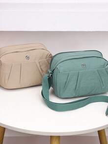 1pc Solid Color Fashionable Minimalist Nylon Zipper Closure Casual Backpack, Handheld & Shoulder Strap, Suitable For Spring, Summer, Autumn, Daily Use, Work, Business, Shopping Pouch - Multicolor - View 1