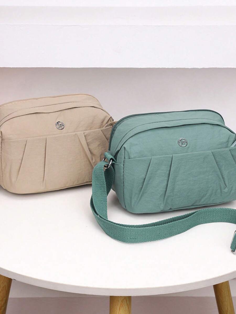 1pc Solid Color Fashionable Minimalist Nylon Zipper Closure Casual Backpack, Handheld & Shoulder Strap, Suitable For Spring, Summer, Autumn, Daily Use, Work, Business, Shopping Pouch - Multicolor - View 1