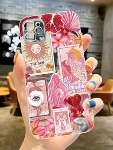 1个花卉图案透明TPU全包防震防指纹手机壳，兼容三星Galaxy 16 Pro/16 Plus，兼容 15/15 Pro Max/15 Pro，11/12/13/14 Pro Max，11 Pro/11 Pro Max，12 Pro/12 Pro Max，13 Pro/13 Pro Max，14 Pro/14 Pro Max，软壳，高端创意设计 - 彩色 - 查看 3