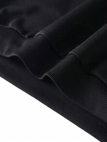 1 件休闲美式学院风图案印花宽松套头衫，适合女士，百搭日常穿着，秋冬 - 黑色 - 查看 7