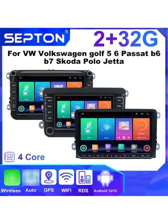 SEPTON 1個 SPETON 2DINカーラジオ Android VW ゴルフ トゥーラン ポロ ティグアン ジェッタ パサート B5 B7 B6 CC スコダ ジェッタ ユニバーサル マルチメディア CarPlay 5G WiFi 6 GPSナビゲーション カーステレオ