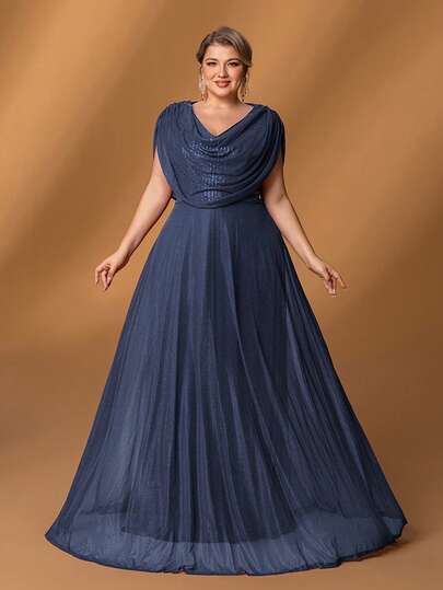 Faeriesty Mosy Plus Women' Draped Collar Sleeveless Formal Party Dress&Mother Of The Bride Dresses