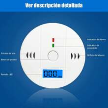 LUHI 2PCS Detector de Humo, Detector de Monóxido de Carbono,Sirena inalámbrica con Pantalla Digital y Alarma Sonora, Ideal para oficinas, dormitorios, cocinas, baños, etc.(2 piezas) - 1 - Ver 9