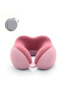 符合人体工程学的 U 型颈枕，带储物袋 - 舒适的头枕，适合旅行、午睡和办公室使用，慢回弹支撑，可机洗枕套，旅行枕