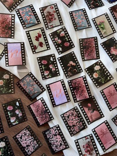 30 piezas/paquete Pegatinas estéticas vintage, pegatinas decorativas con tema de película retro, suministros de manualidades para scrapbooking, regalo, papelería personalizada