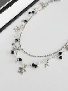 1pc Y2K Fashion Beaded Butterfly & Star Pendant Chain Belt, Simple & Elegant Acrylic Pearl Curved Needle Chain Street Style Accessory - Multicolor - View 10