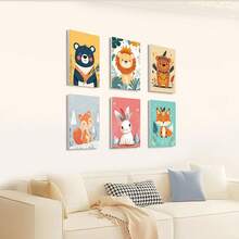 6 件套无框 DIY 成人数字油画入门套装 插画卡通动物数字油画 手工艺品 DIY 制作套装 适用于家居墙面装饰 20x30 厘米/7.87x11.81 英寸 - 彩色 - 查看 7