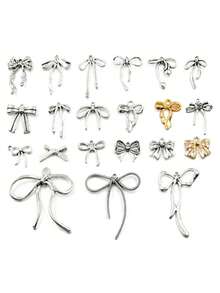 Ciondolo minimalista e carino a fiocco, ciondolo in lega di alluminio a nastro vuoto, ciondolo a fiocco carino in lega vuota per la realizzazione di gioielli fai-da-te, adatto per collane, orecchini, cinturini per telefono, charm per borse, portachiavi, decorazioni per vacanze, gioielli, ideale per regali di San Valentino, Natale, Capodanno