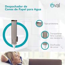 OVAL Dispensador de Conos de Papel | Despachador de Conos para Beber Agua | Capacidad 250 Conos de Papel para dispensadores de Agua | Uso Rudo | Color Humo Transparente - 1 - Ver 2