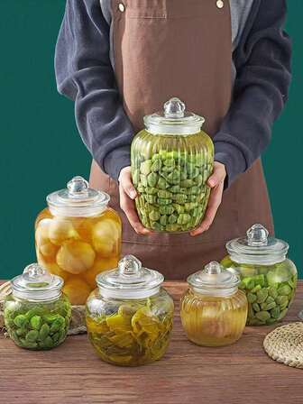 1 件密封玻璃罐，家用食品储存罐，腌菜/咸菜容器