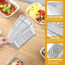 Paquete de 110 Charolas de Aluminio, Charolas para Hornear con Tapas Transparentes, Recipientes de Aluminio de 15 x 12 cm Adecuado para Catering Barbacoas - 110 piezas - Ver 2