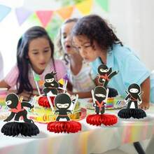 DGyufise 6Pcs  Party Honeycomb Table Centerpiece Double Sided Martial Arts Karate Kung Fu Warriors Table Toppers Centerpieces For  Theme Baby Shower Birthday Party Table Decorations Plies - As Pic - View 6