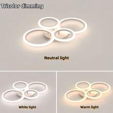 Lampu Plafon LED Interlocking 4/6 Cincin Modern, Lampu Gantung Plafon Bundar Model Flush Mount, 3 Suhu Warna yang Dapat Diredupkan, 3 Pilihan Warna Emas, Hitam, Putih, Lampu Plafon Cincin Minimalis untuk Ruang Tamu, Kamar Tidur, Lorong, Dekorasi Pencahayaan Dalam Ruangan Rumah - MultiWarna - View 7
