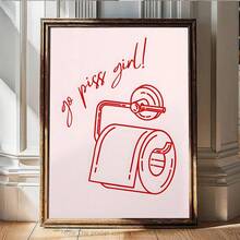 1 件有趣的浴室墙壁艺术印刷：小便女孩的浴室装饰；粉红色浴室艺术印刷、家居装饰、海报艺术、帆布墙海报、卧室、客厅和走廊装饰 - 彩色 - 查看 11