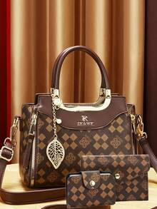 新款时尚高端印花母女包三件套女士手提包