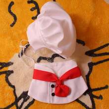 1 Set White Pet Hat Chef Appearance Pet Clothing Soft S Dog Costumes Supplies, Dog Costumes Apparel And Accessories - 最初的 - 查看 5