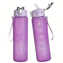 1 Stück 800ml robuste und strapazierfähige Outdoor Sport Lässig Wasserflasche mit Deckel und Strohhalm, Großvolumige Sport Wasserflasche mit Zeit-Volumen Skala, auslaufsichere Gradientenglas Fahrrad Wasserflasche mit Skala - leicht und strapazierfähig, geeignet für Outdoor Sport, Wandern, Fitness und Outdoor Aktivitäten, Klettern, Camping, Radfahren, geeignet als Schulgeschenk, Geburtstagsgeschenk, Halloween, Weihnachtsgeschenk