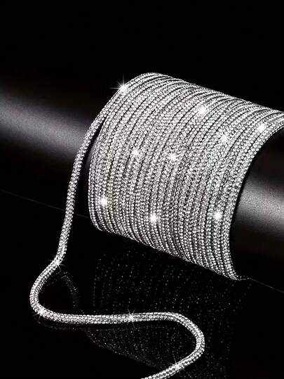 1m 4mm glaskristallstrassnöre, värmeöverföringstejp för gör-det-själv-kläder, skor, väskor, hantverksdekoration