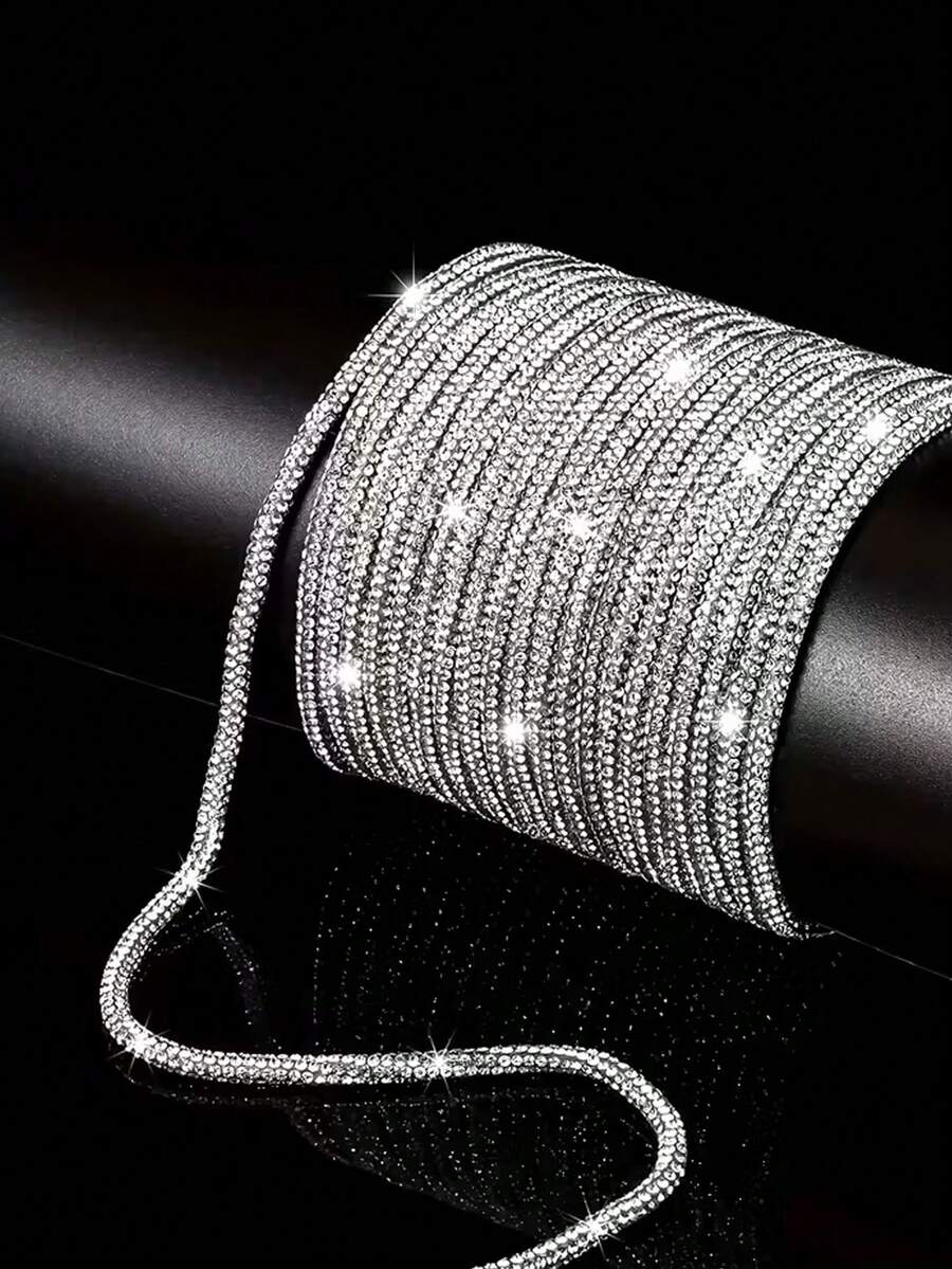 1米4毫米玻璃水晶钻绳，热转印贴纸胶带，适用于DIY服装、鞋子、包包、工艺品装饰 - 水鑽繩 - 查看 1